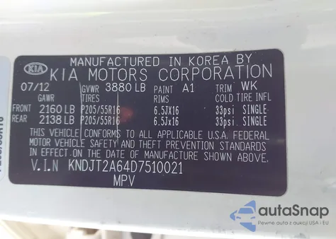 2013 Kia Soul + from USA, damaged, VIN KNDJT2A64D7510021